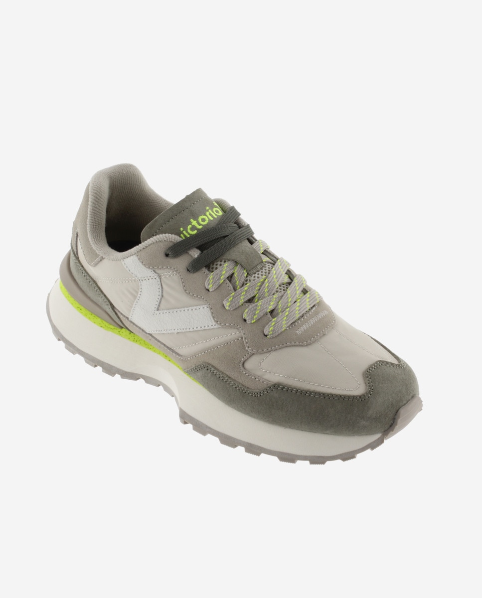 Desportivas de Nylon com Peças de Camurça Caqui-2