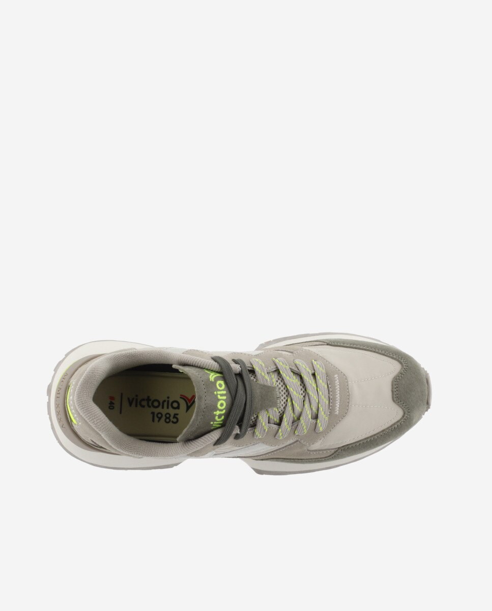 Desportivas de Nylon com Peças de Camurça Caqui-4