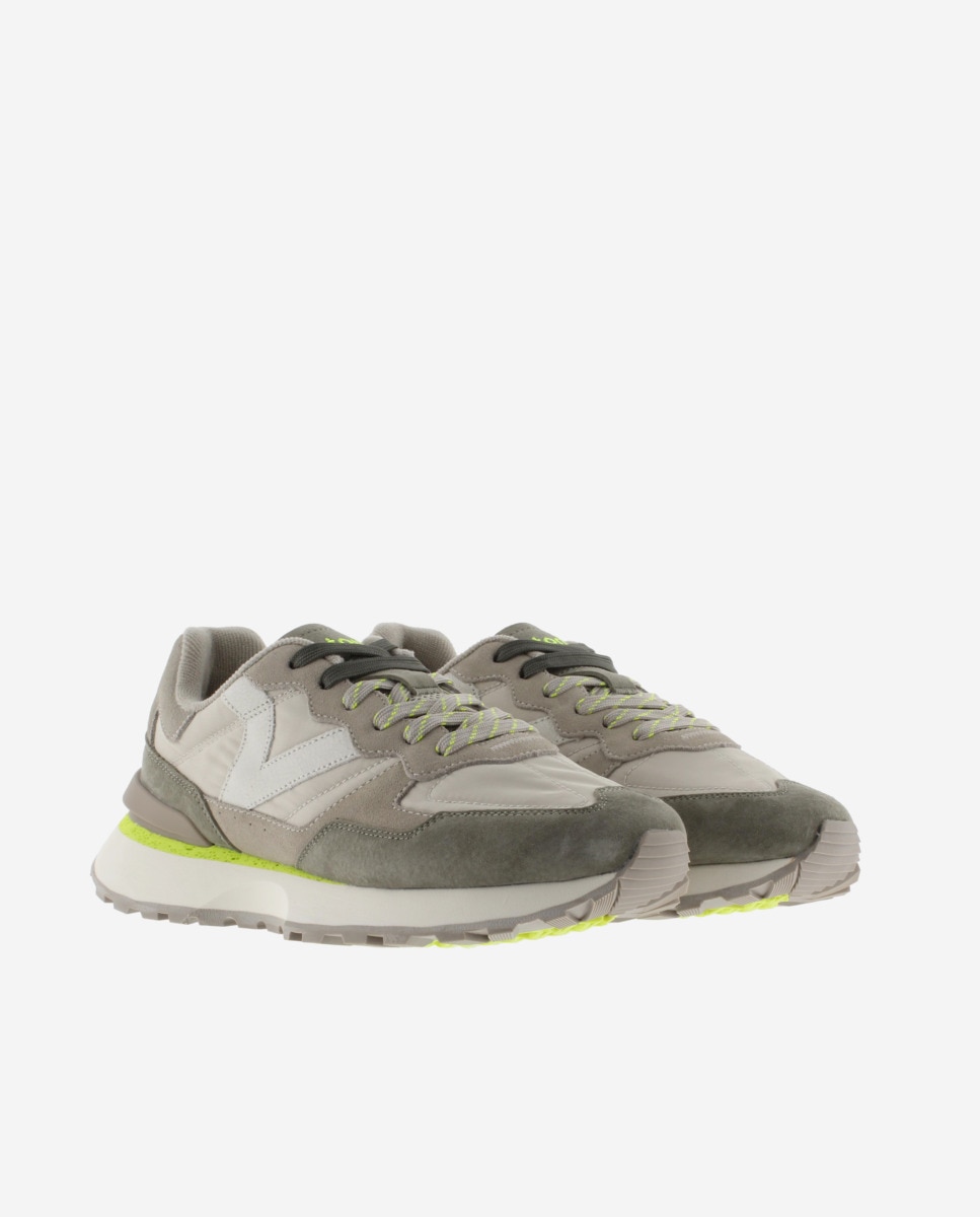 Desportivas de Nylon com Peças de Camurça Caqui-5