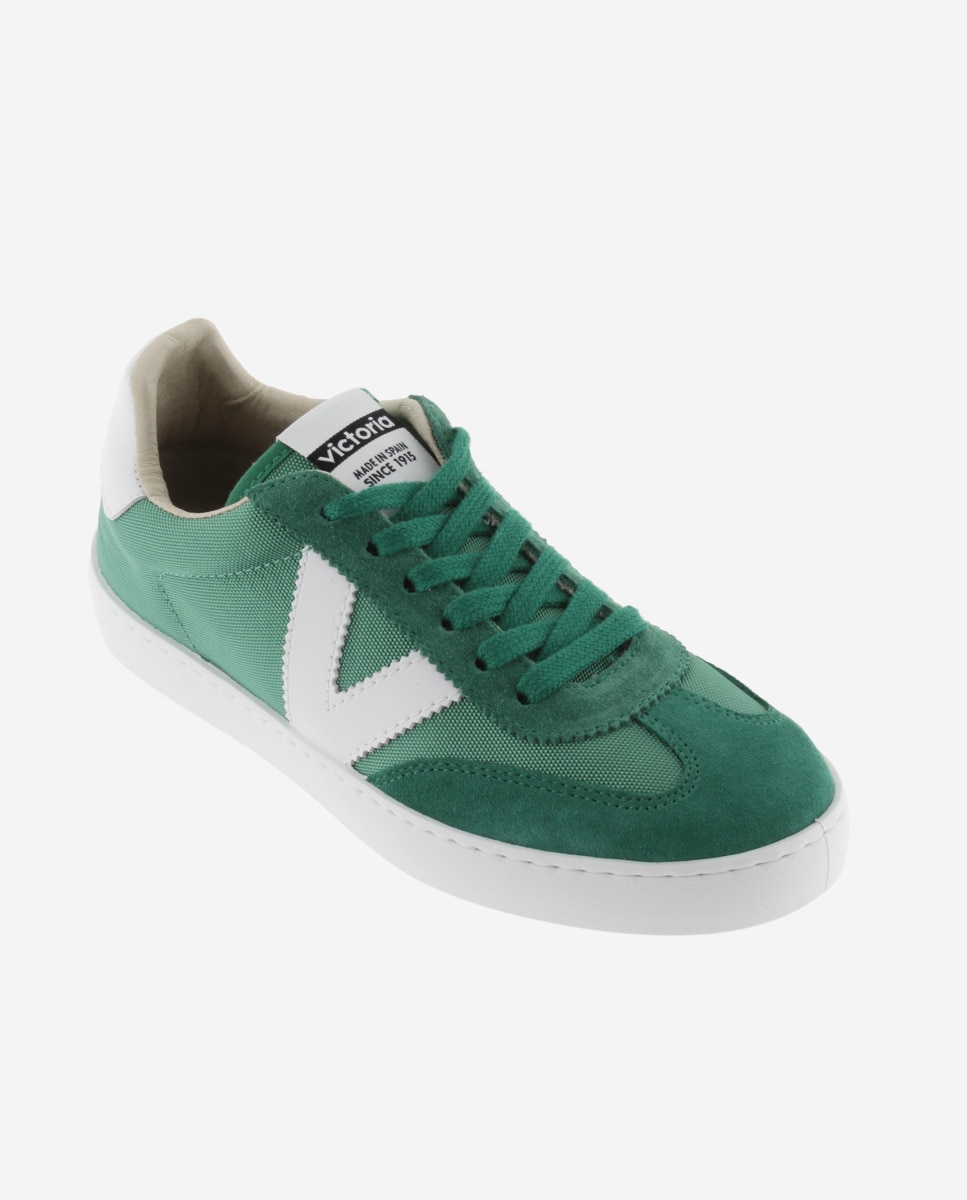 Sapatilhas Desportivas de Nylon com Peças em Contraste e de Camurça Verde-2