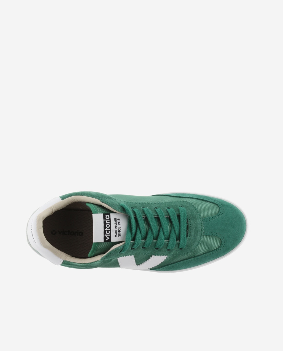Sapatilhas Desportivas de Nylon com Peças em Contraste e de Camurça Verde-4