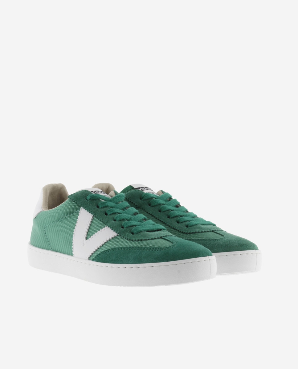 Sapatilhas Desportivas de Nylon com Peças em Contraste e de Camurça Verde-5