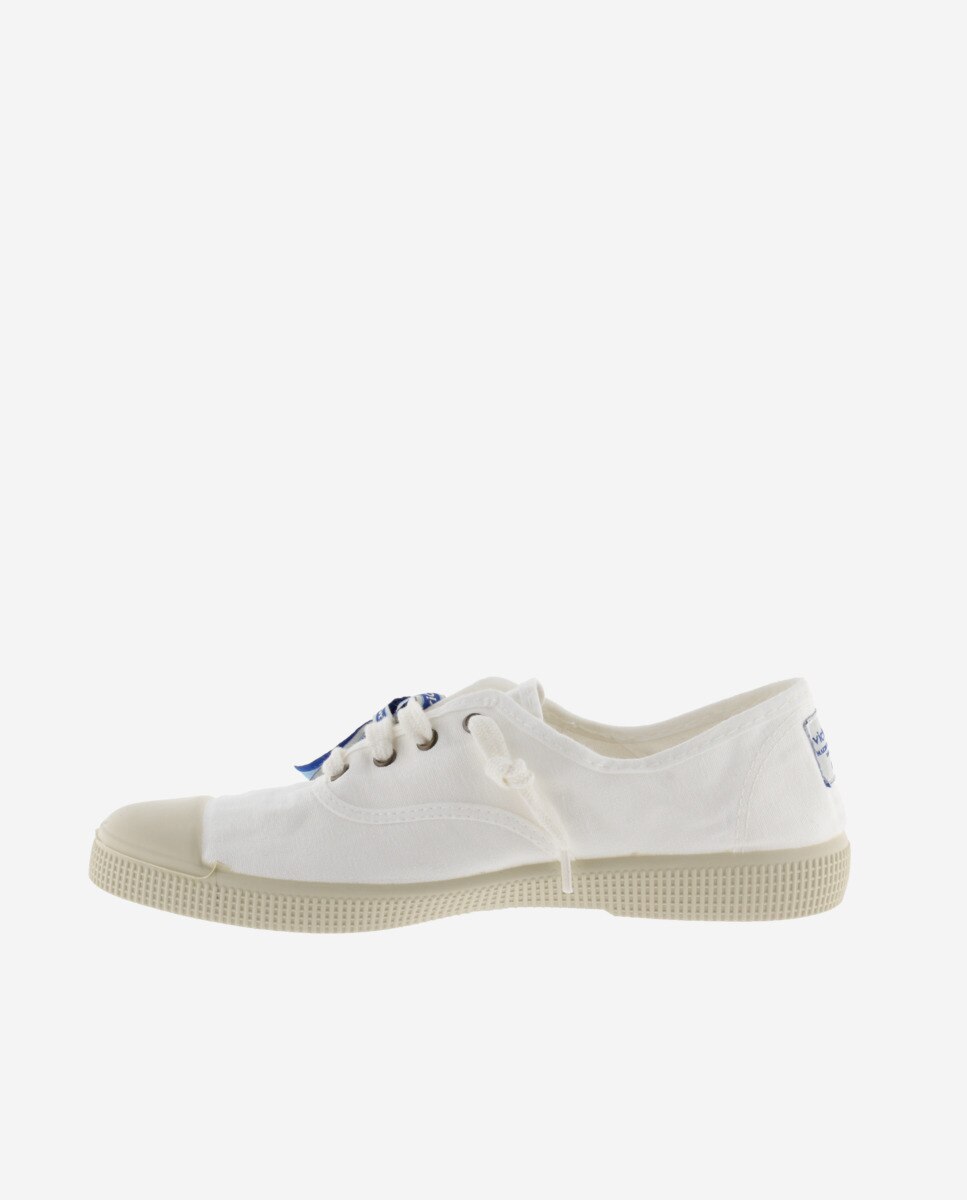 Sapatilhas Básicas Unissexo de Lona Envelhecida Drec com Atacadores e Acessório Pulseira Branco-3