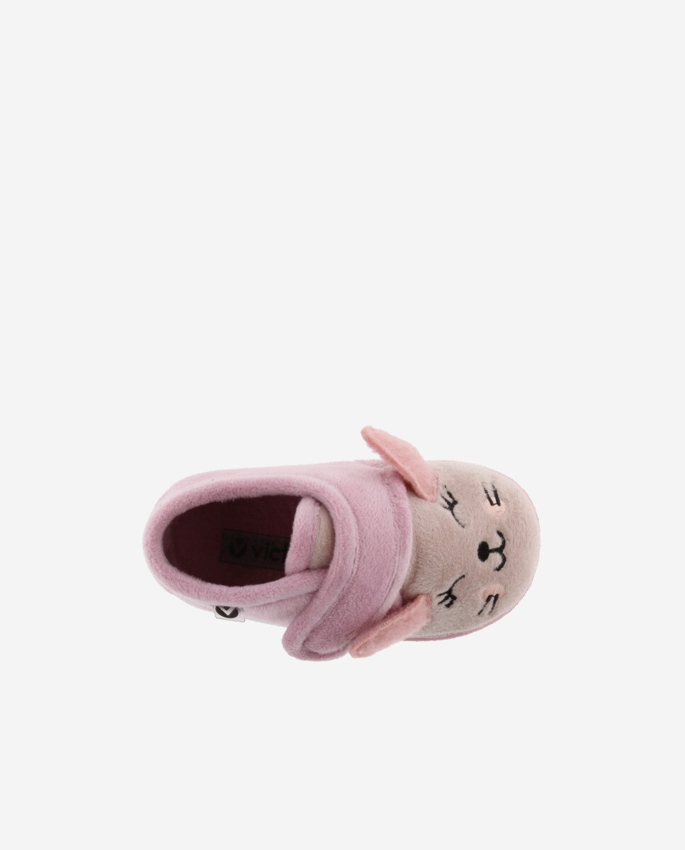Pantufas Fechadas para Bebés de Pelo Coelho com Velcro e Sola Victoria Fúcsia-4