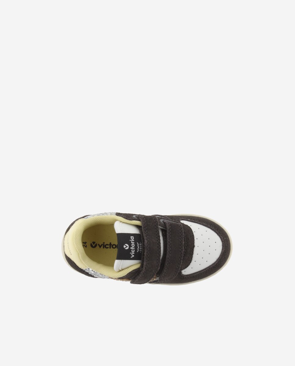 Sapatilhas Desportivas de Glitter com Peças de Camurça e Velcro Victoria Antracite-4