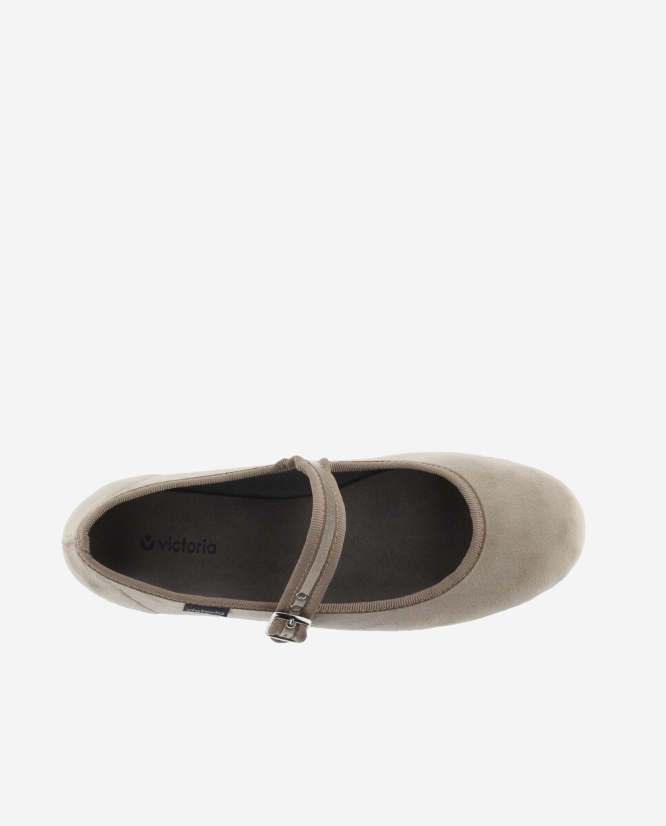 Sabrinas de Veludo em Preto com Debrum e Fecho de Fivela Lateral Bege-4