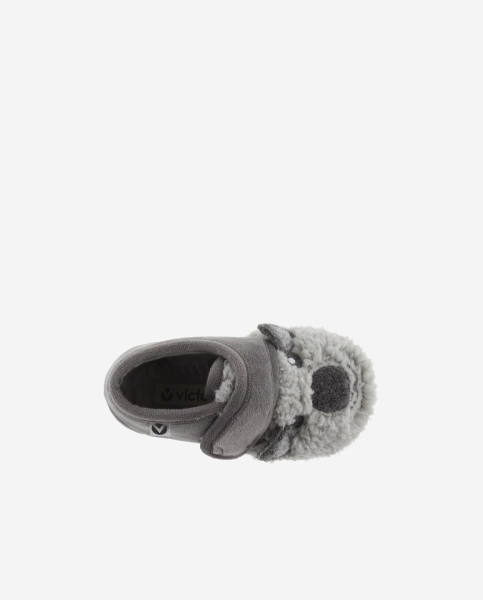 Pantufas Fechadas para Bebés em Pelo Koala com Velcro e Sola Victoria Pedra-4