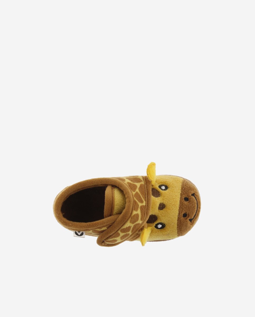 Pantufas Fechadas para Bebés de Pelo Girafa com Velcro e Sola Victoria Mostarda-4