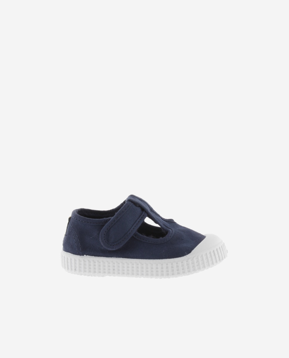 Sapatos de Presilha de Bebé com Biqueira Reforçada, Fecho Aderente e em Lona - Verde Victoria Azul-marinho-1