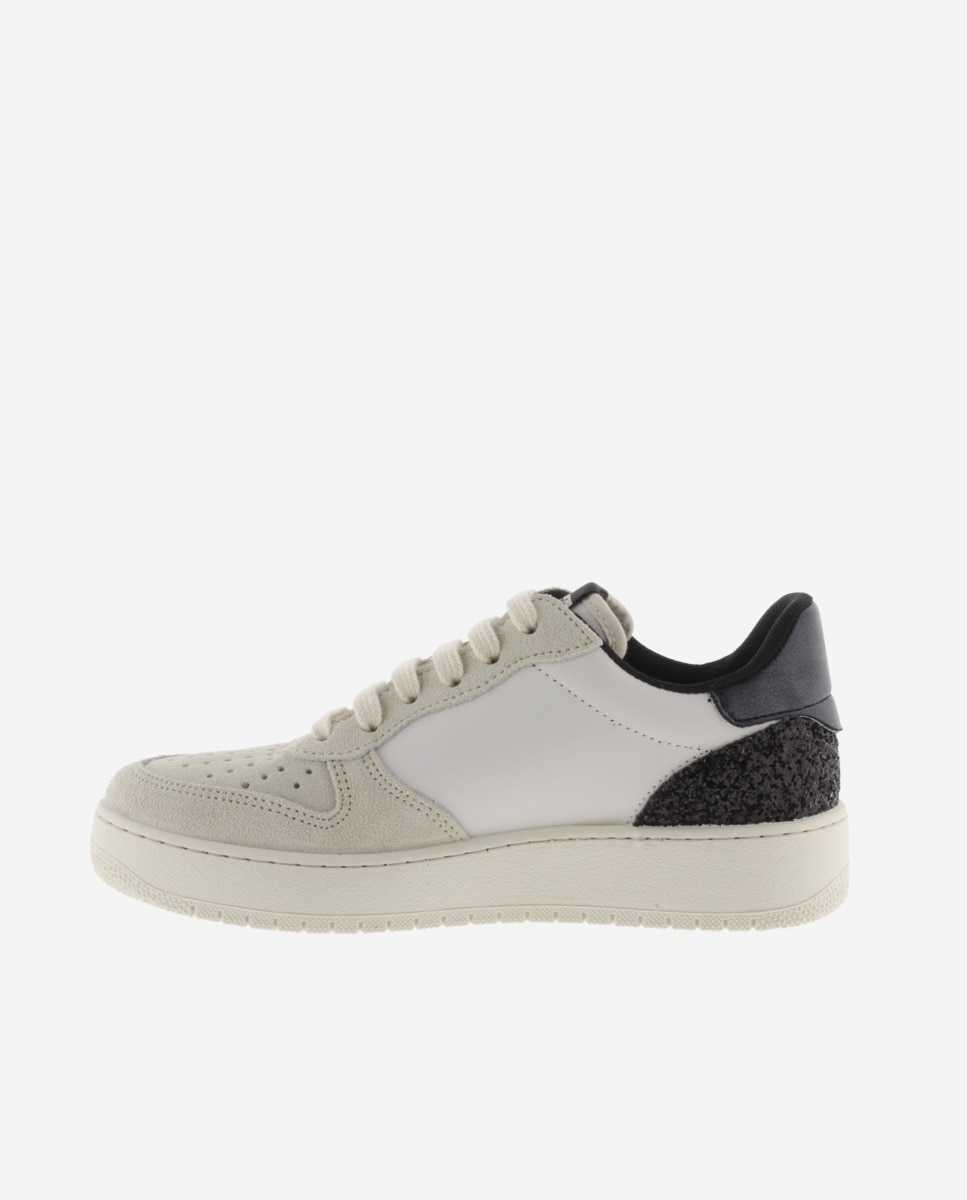 Sapatilhas Desportivas com Peças de Camurça e Glitter Branco-gelo-3