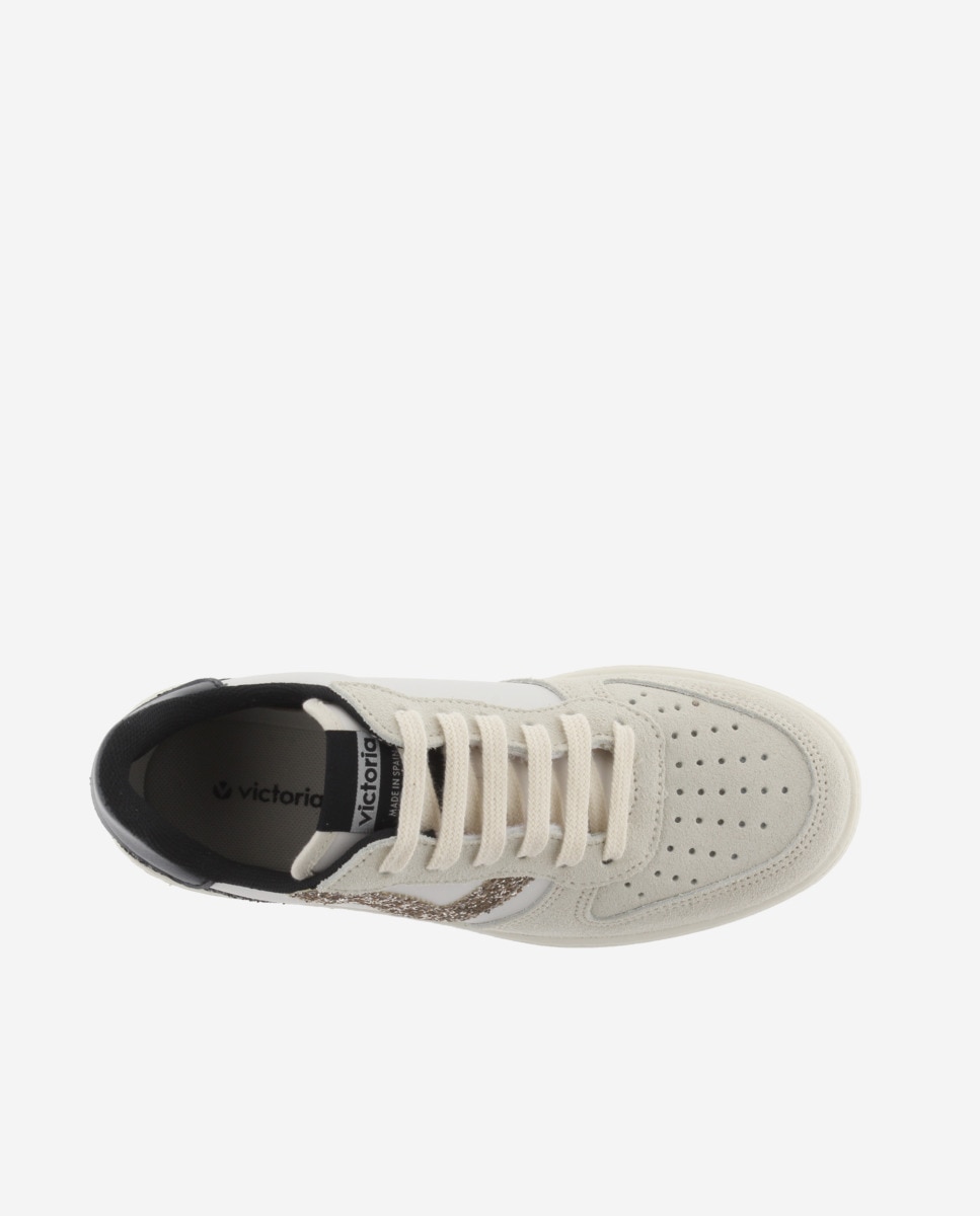 Sapatilhas Desportivas com Peças de Camurça e Glitter Branco-gelo-4