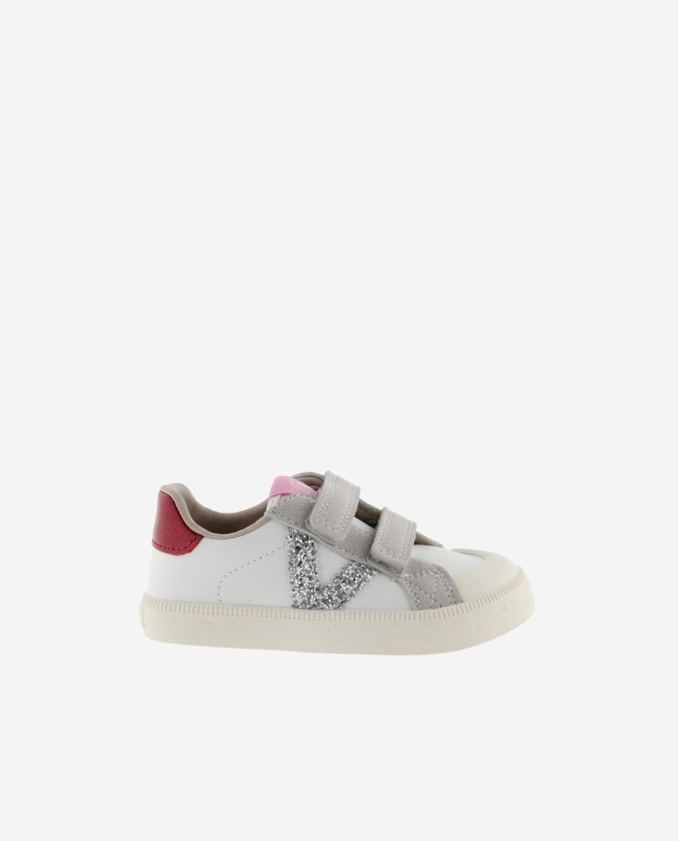 Sapatilhas Desportivas Infantil Barefoot com Peças em Contraste e Velcro Victoria Prata-1