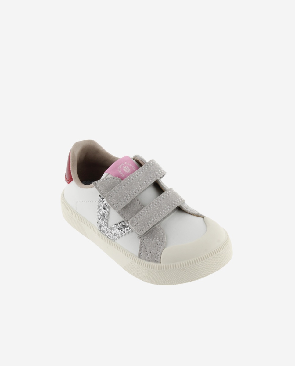 Sapatilhas Desportivas Infantil Barefoot com Peças em Contraste e Velcro Victoria Prata-2