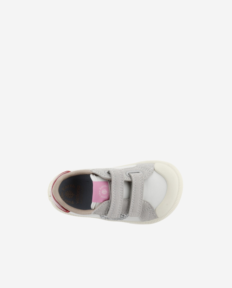 Sapatilhas Desportivas Infantil Barefoot com Peças em Contraste e Velcro Victoria Prata-4