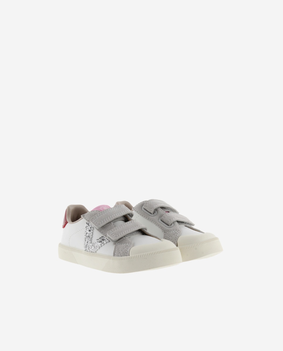 Sapatilhas Desportivas Infantil Barefoot com Peças em Contraste e Velcro Victoria Prata-5