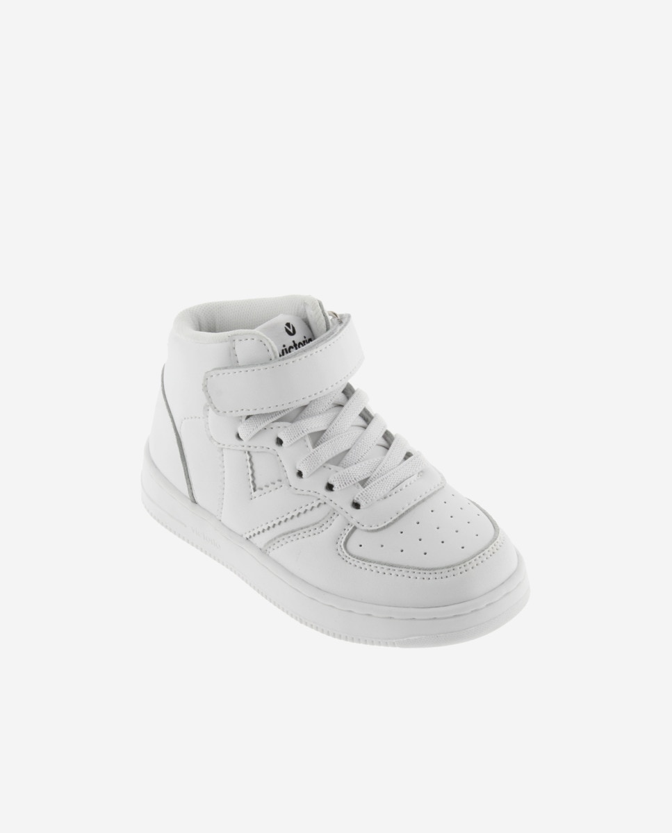 Sapatilhas Desportivas Infantil Brancas Monocromáticas com Atacadores Elásticos e Tira Velcro Victoria Branco-2