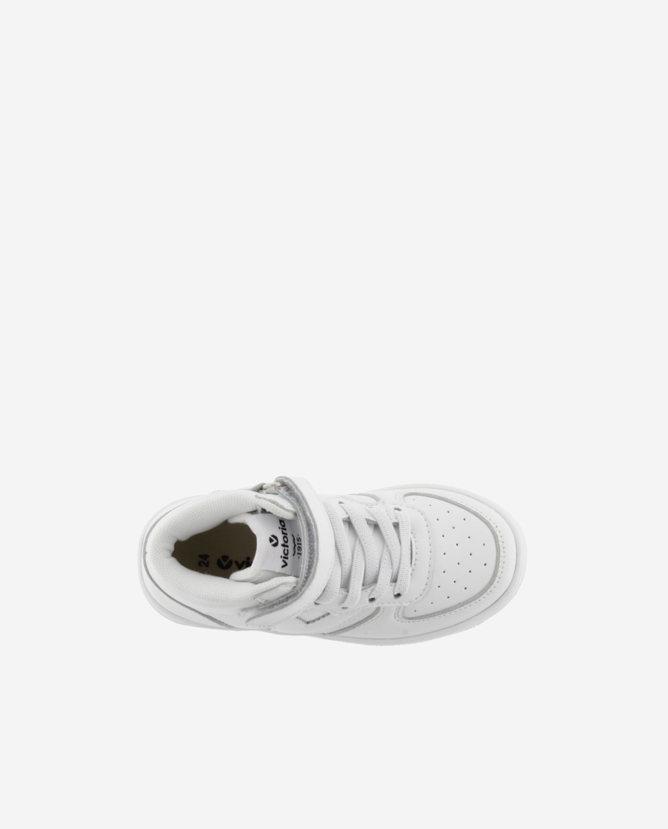 Sapatilhas Desportivas Infantil Brancas Monocromáticas com Atacadores Elásticos e Tira Velcro Victoria Branco-4