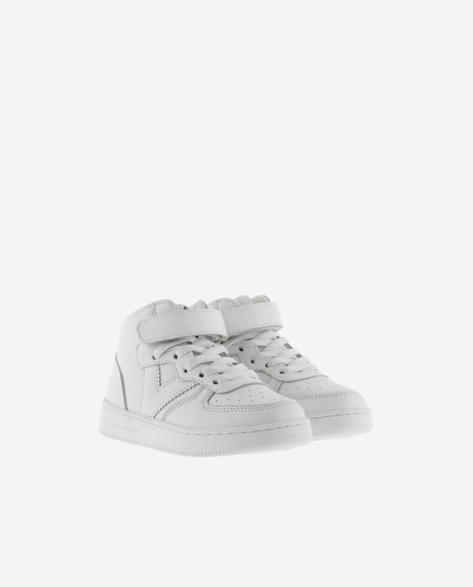Sapatilhas Desportivas Infantil Brancas Monocromáticas com Atacadores Elásticos e Tira Velcro Victoria Branco-5
