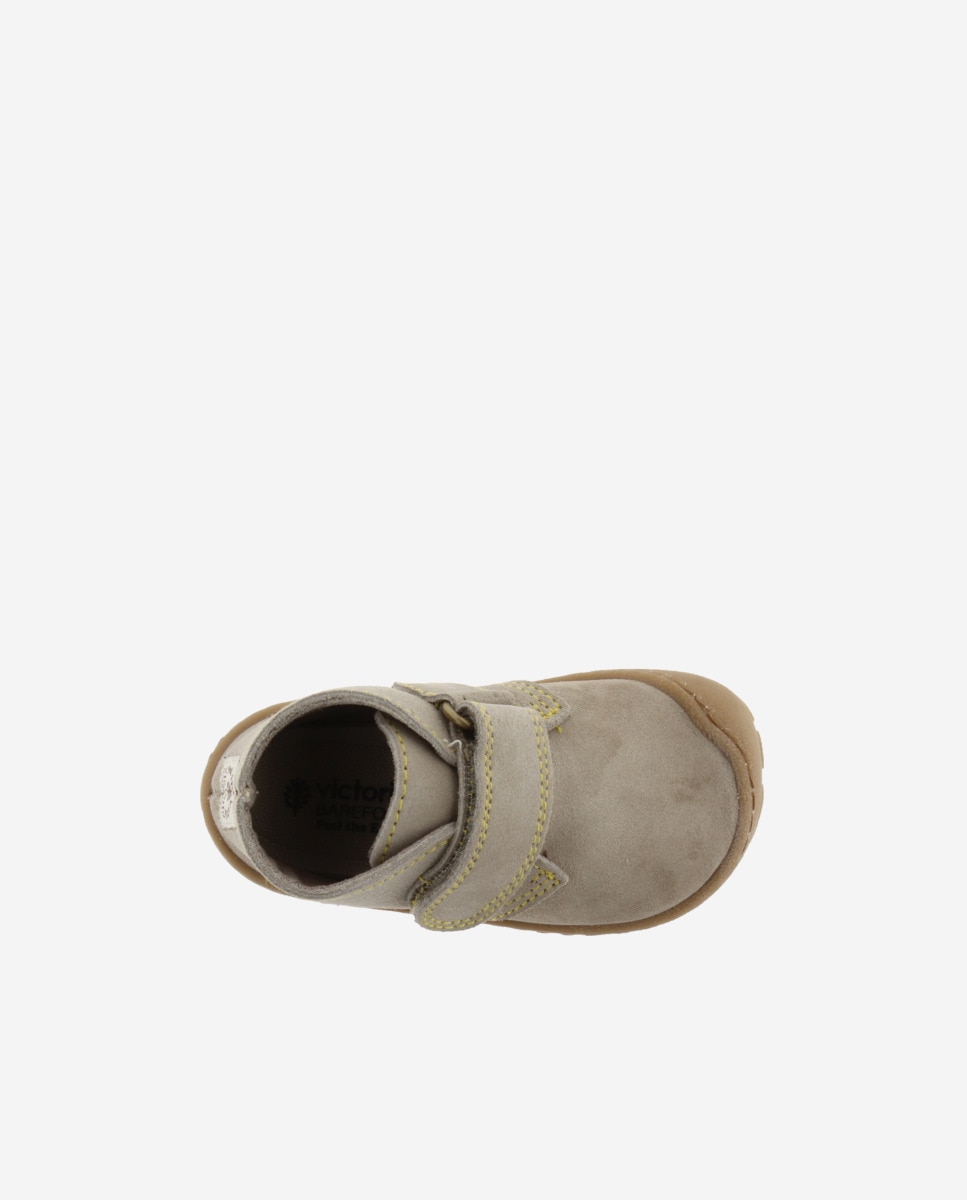 Botins Infantil de Camurça Barefoot com Velcro Taupe-4