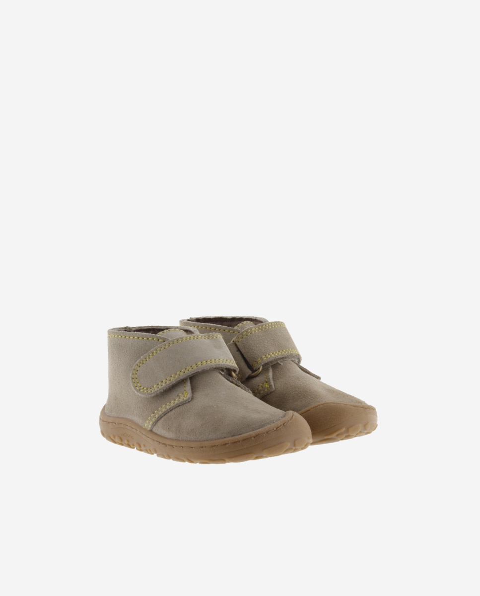 Botins Infantil de Camurça Barefoot com Velcro Taupe-5