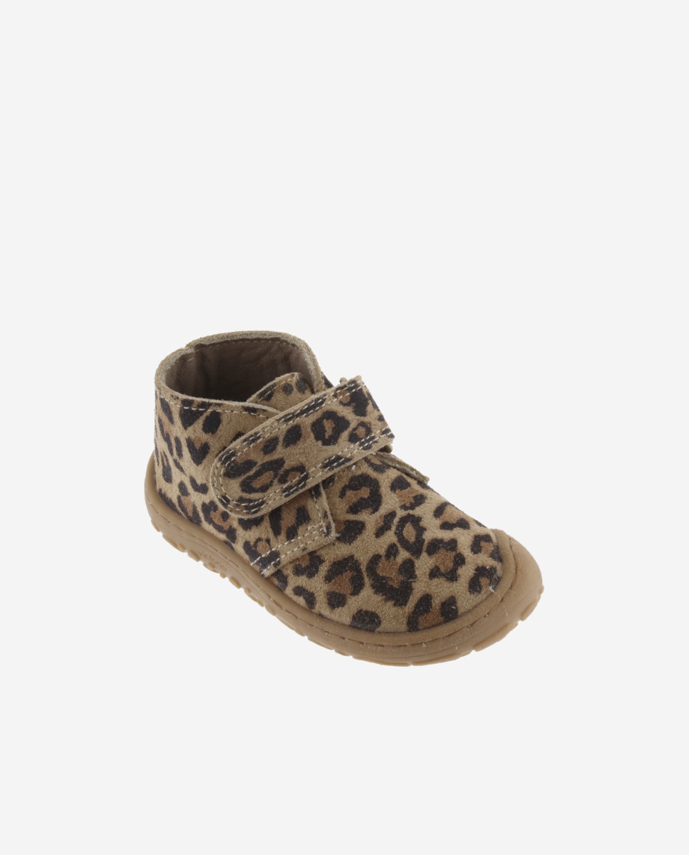 Botins Infantil de Camurça Barefoot Leopardo com Velcro Victoria Estampado-2