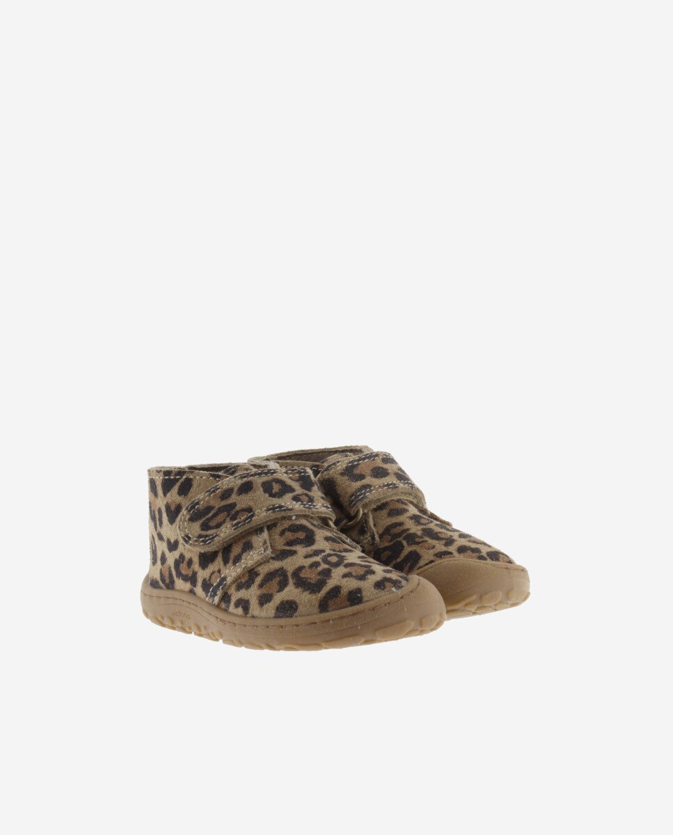 Botins Infantil de Camurça Barefoot Leopardo com Velcro Victoria Estampado-5