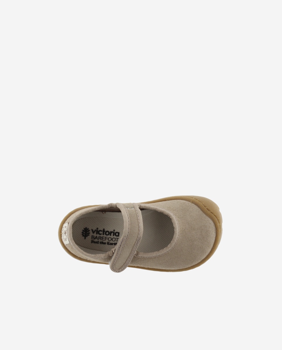 Merceditas Barefoot de Camurça com Debrum e Tira Adesiva Taupe-4