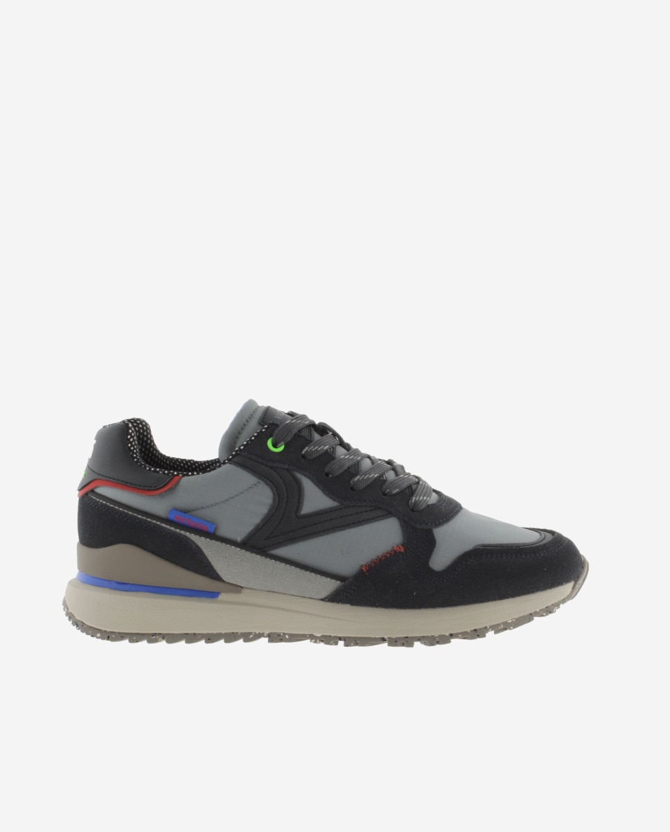 Sapatilhas Desportivas de Nylon com Peças Coloridas e Camurça Azul-marinho-1