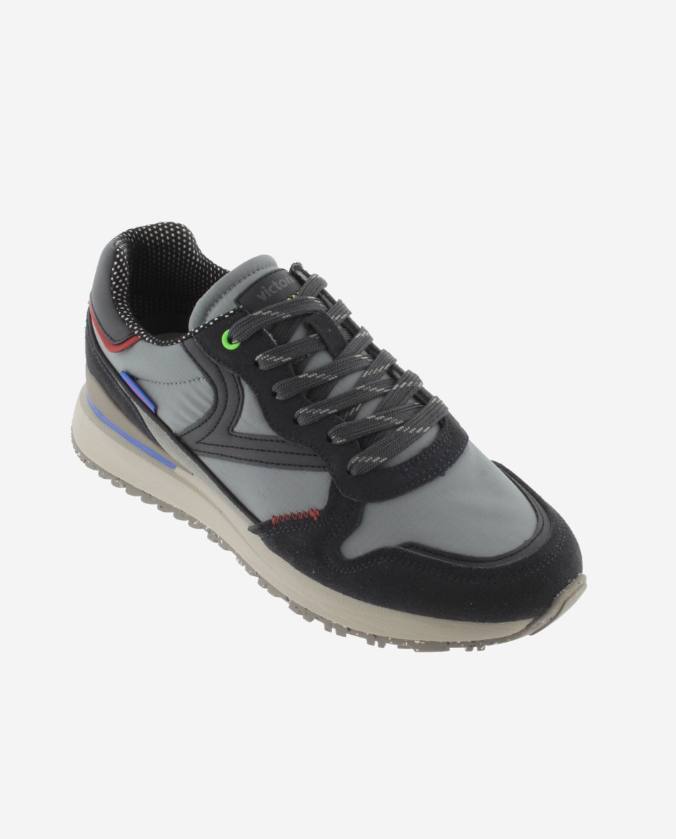 Sapatilhas Desportivas de Nylon com Peças Coloridas e Camurça Azul-marinho-2