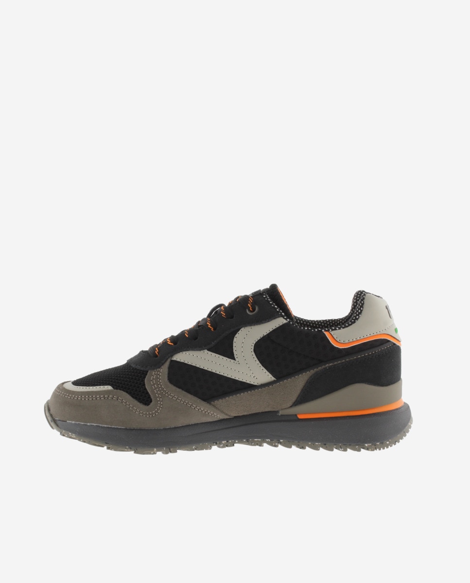 Sapatilhas Desportivas de Nylon com Peças Coloridas e Camurça Preto-3