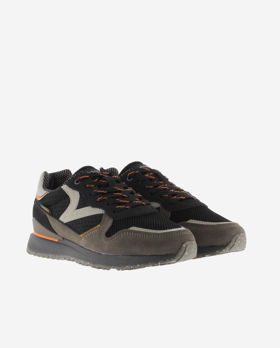 Sapatilhas Desportivas de Nylon com Peças Coloridas e Camurça Preto-5