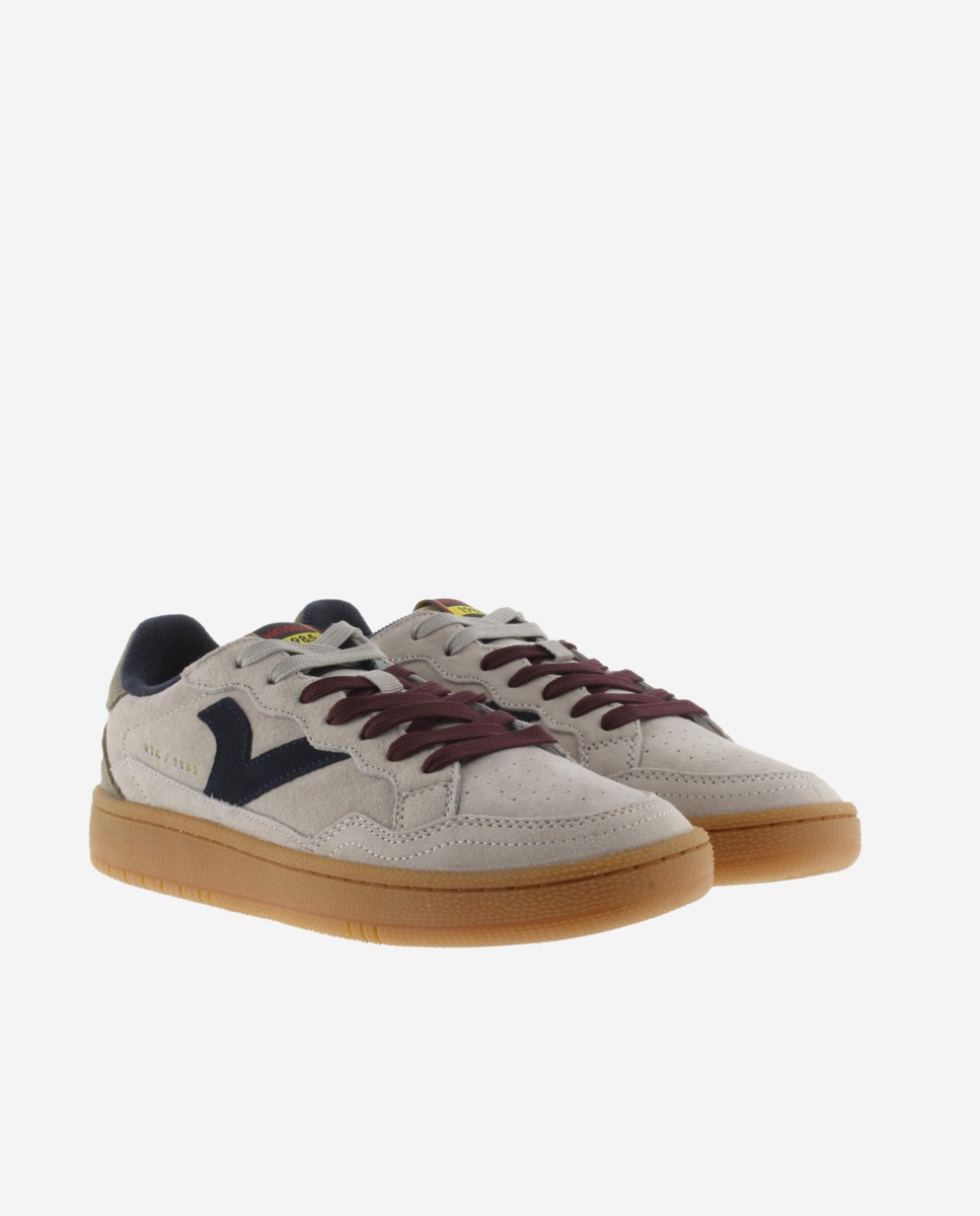 Sapatilhas Desportivas de Camurça com Peças Coloridas e Sola Caramelo Taupe-5