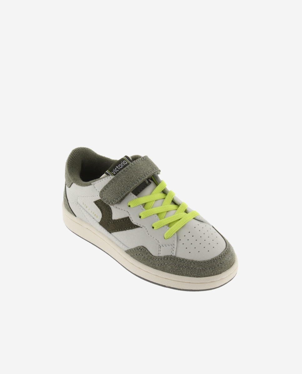 Sapatilhas Desportivas Infantil com Peças em Contraste e Velcro Victoria Branco-2