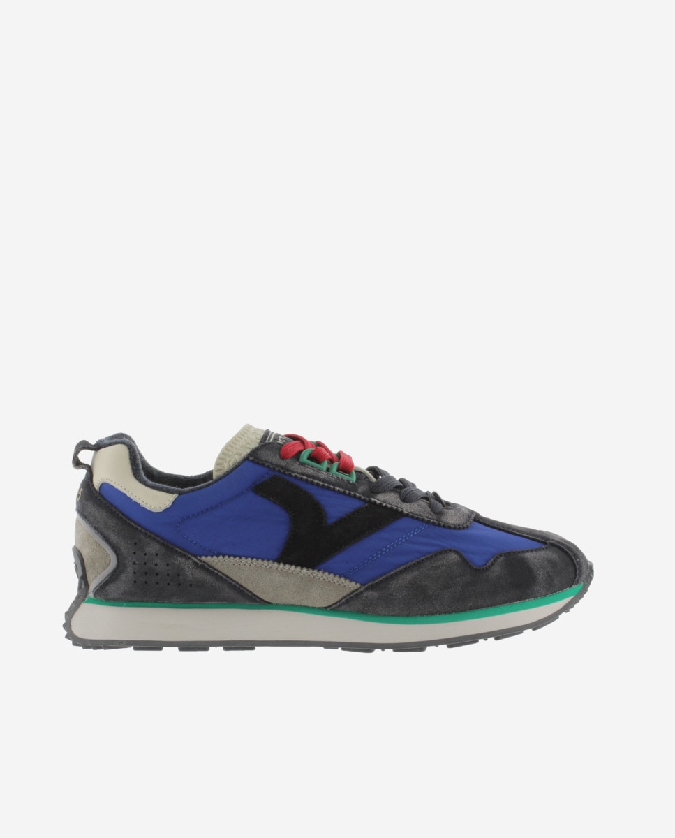 Sapatilhas Desportivas de Nylon com Peças de Camurça Azul-1