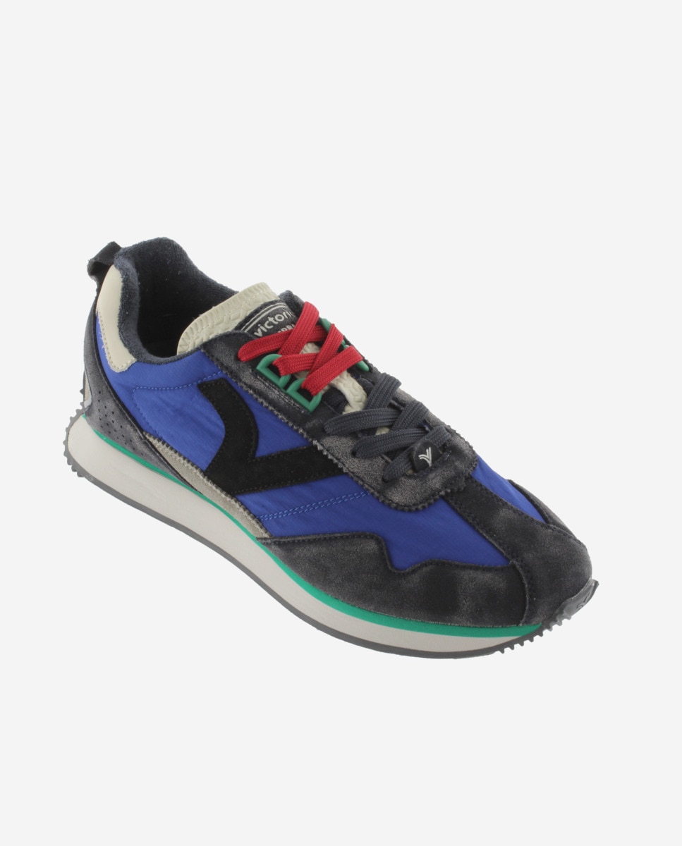 Sapatilhas Desportivas de Nylon com Peças de Camurça Azul-2