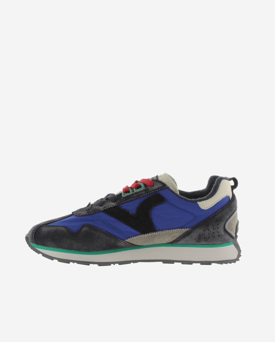 Sapatilhas Desportivas de Nylon com Peças de Camurça Azul-3