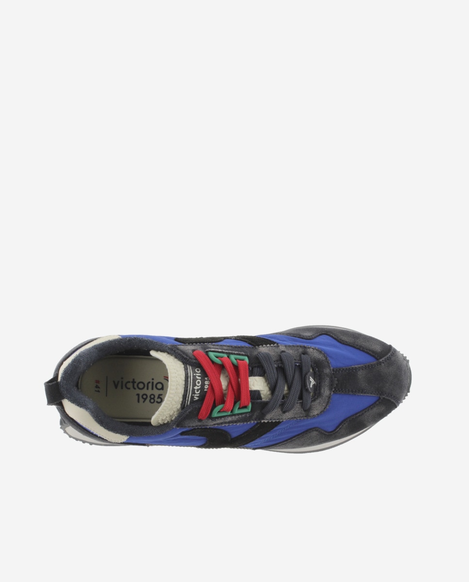 Sapatilhas Desportivas de Nylon com Peças de Camurça Azul-4