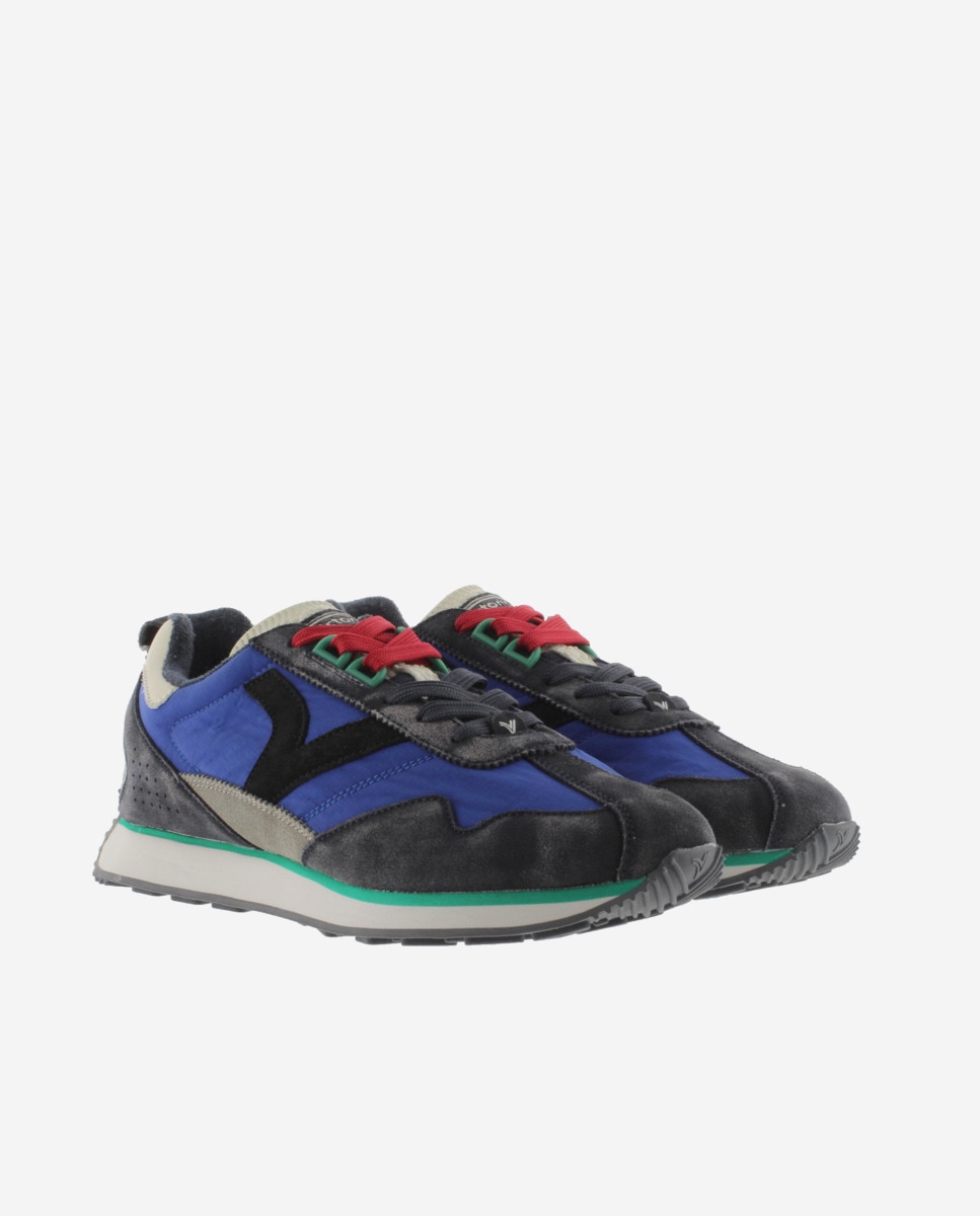 Sapatilhas Desportivas de Nylon com Peças de Camurça Azul-5