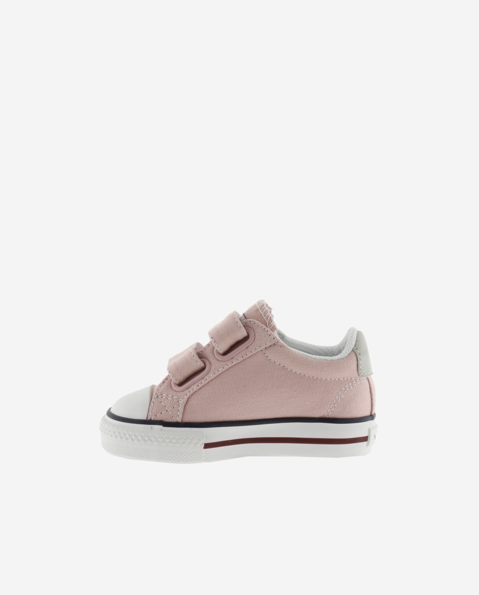 Sapatilhas de Lona Infantil com Logotipo em Contraste e Velcro Victoria Bege-3