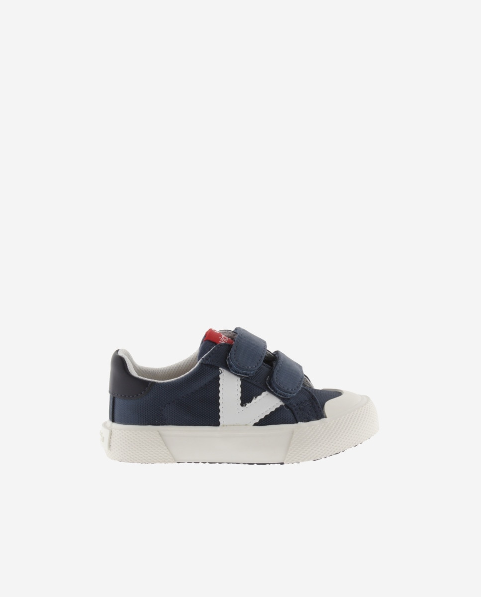 Sapatilhas Desportivas Infantil de Nylon com Logotipo em Contraste e Velcro Duplo Victoria Azul-marinho-1