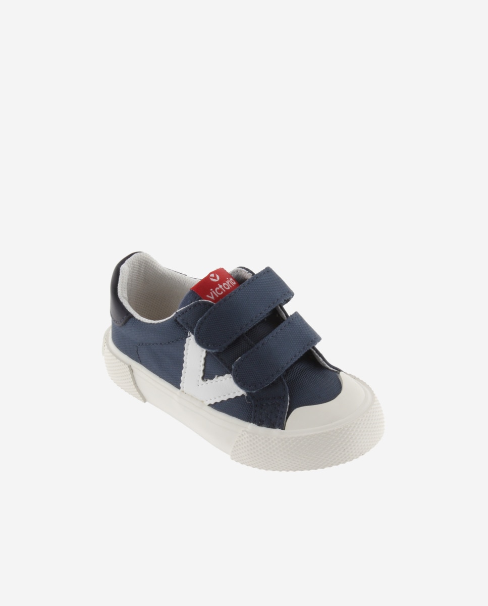 Sapatilhas Desportivas Infantil de Nylon com Logotipo em Contraste e Velcro Duplo Victoria Azul-marinho-2