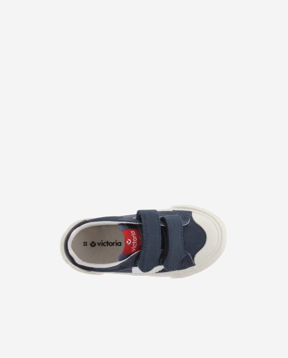 Sapatilhas Desportivas Infantil de Nylon com Logotipo em Contraste e Velcro Duplo Victoria Azul-marinho-4