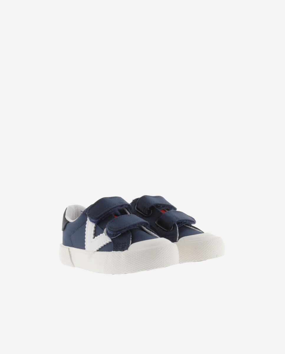 Sapatilhas Desportivas Infantil de Nylon com Logotipo em Contraste e Velcro Duplo Victoria Azul-marinho-5