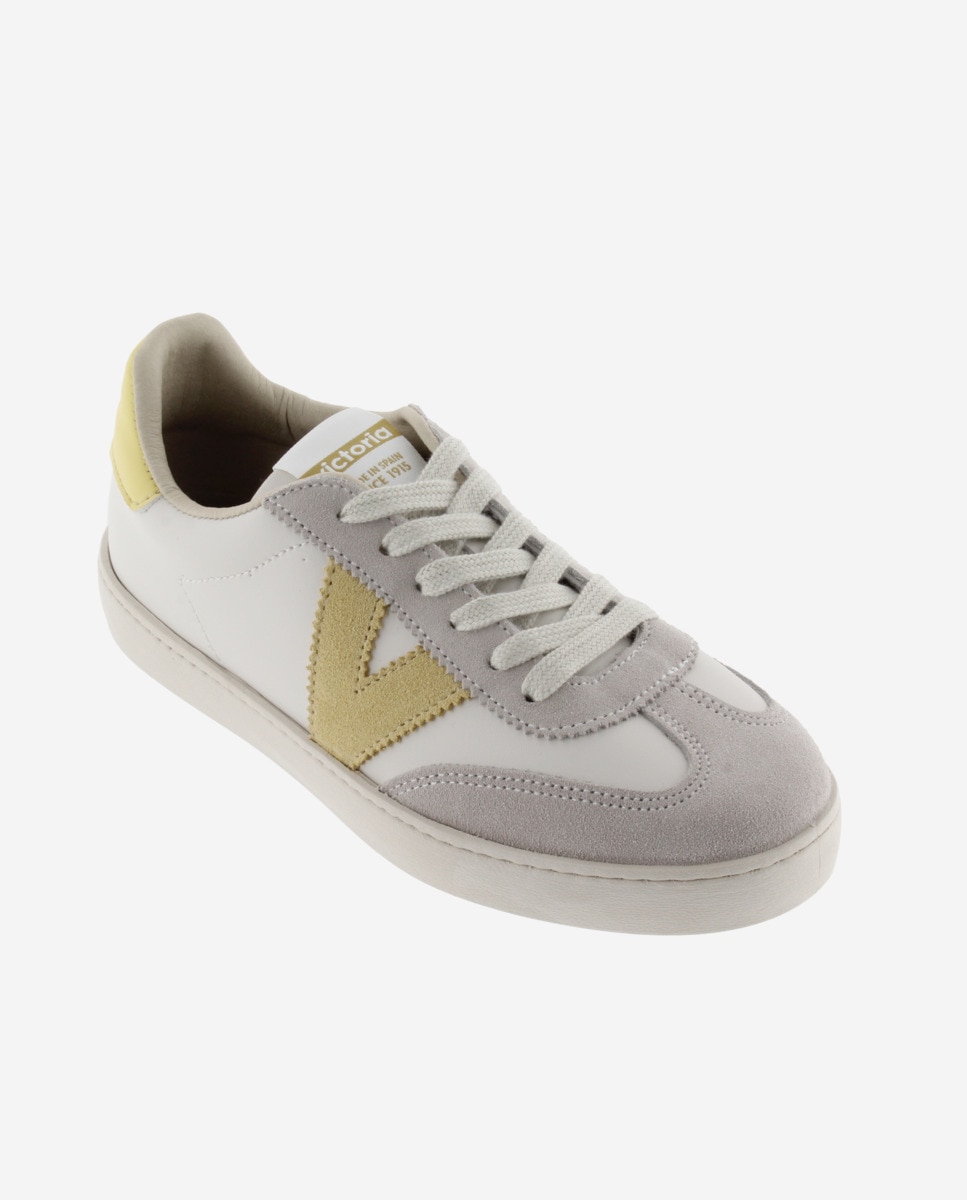 Desportivas Unissexo com Peças Coloridas e Camurça Cinzento / Amarelo-2