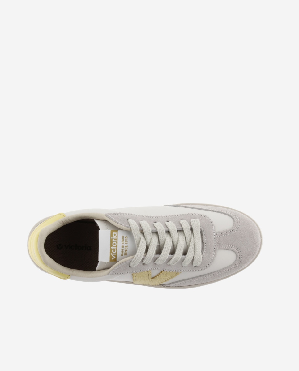 Desportivas Unissexo com Peças Coloridas e Camurça Cinzento / Amarelo-4