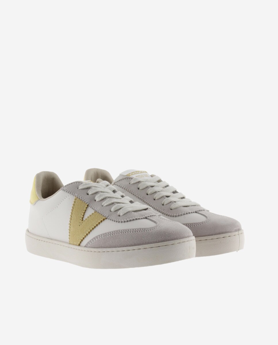 Desportivas Unissexo com Peças Coloridas e Camurça Cinzento / Amarelo-5