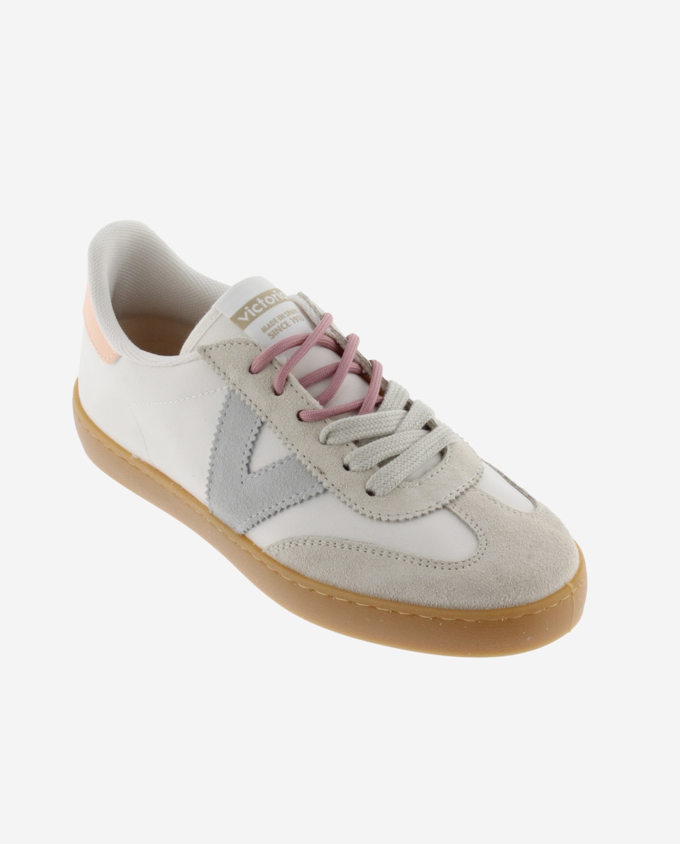 Sapatilhas Desportivas de Nylon com Peças de Croute e Atacadores Duplos Branco-2