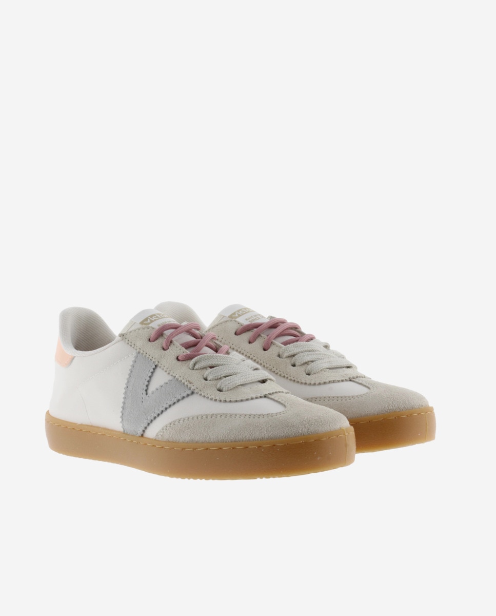 Sapatilhas Desportivas de Nylon com Peças de Croute e Atacadores Duplos Branco-5