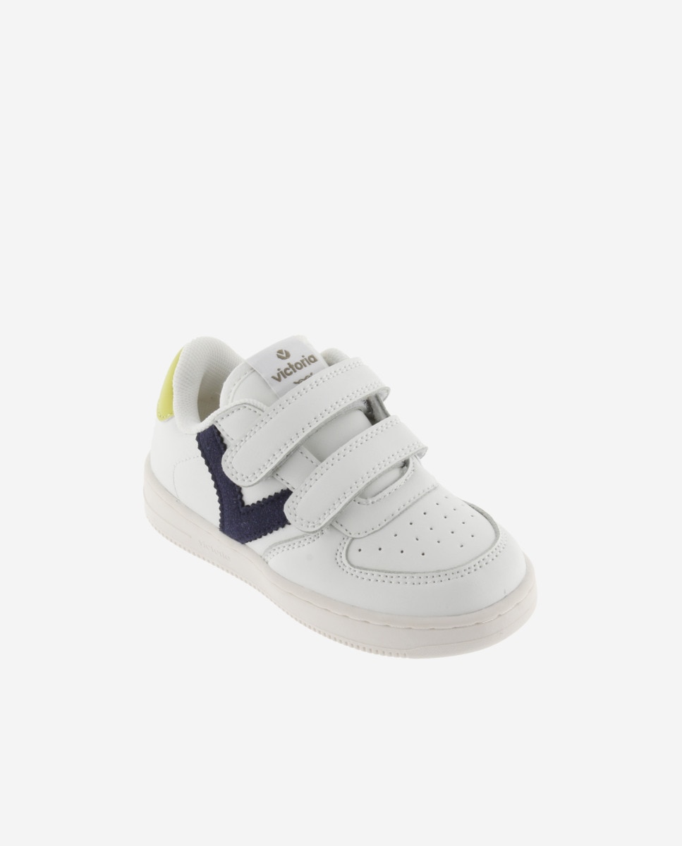 Sapatilhas Desportivas Infantil com Peças em Contraste e Velcro Victoria Amarelo-2