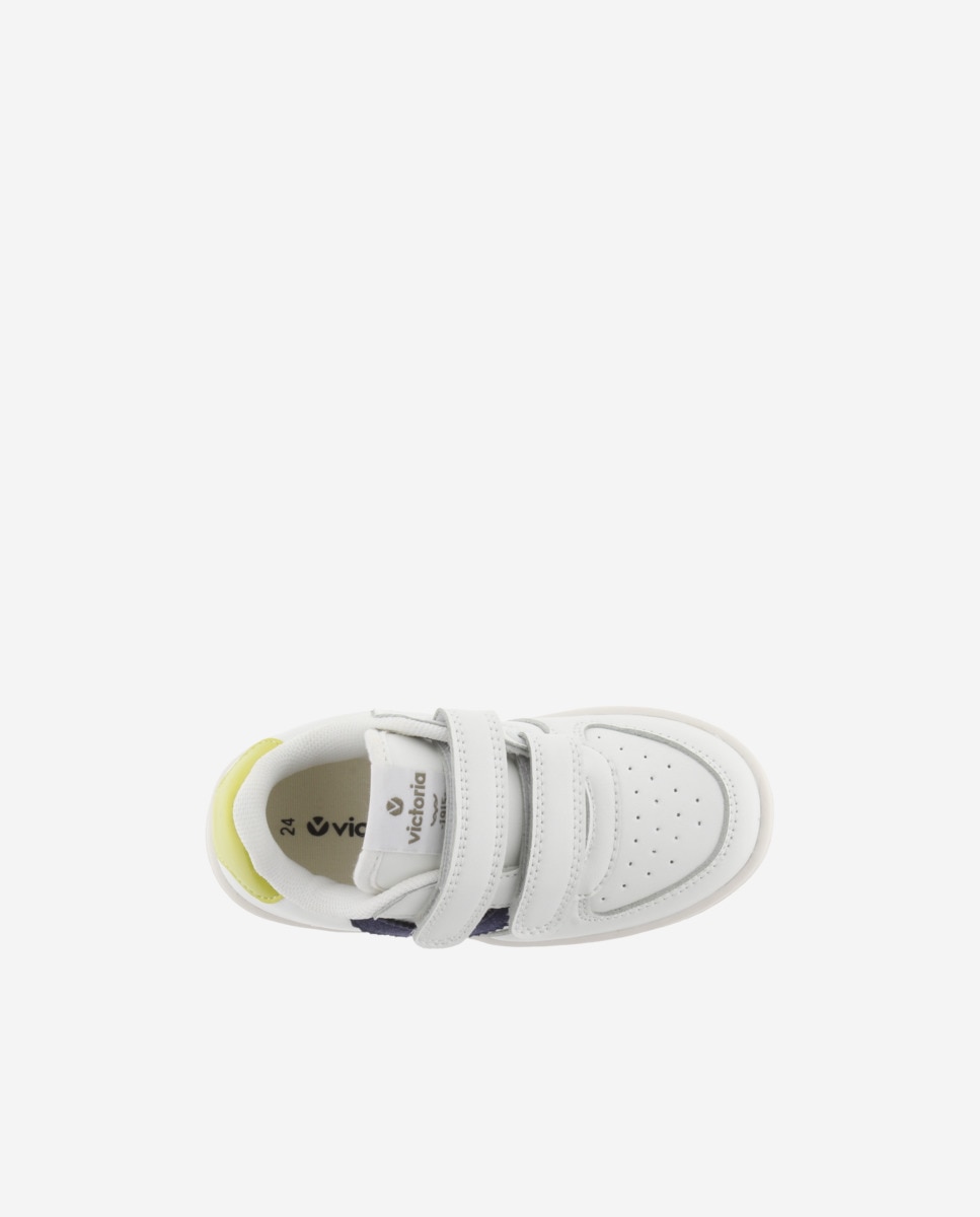 Sapatilhas Desportivas Infantil com Peças em Contraste e Velcro Victoria Amarelo-4